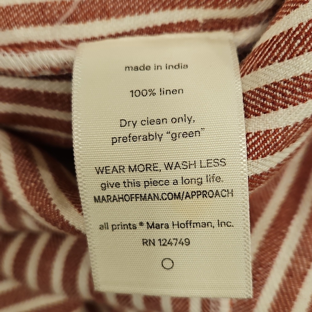 💕MARA HOFFMAN💕 Morgan Striped Linen Dress ~ Rust Stripe 6 NWOT - Picture 16 of 16